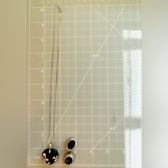 Vintage Silver Black Heart Onyx Rose Pendant - Picture 10 of 12